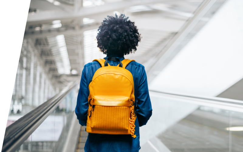 girl with backpack